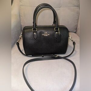 NWT COACH Rowan Satchel Bag in Black w/ Gold Hardware